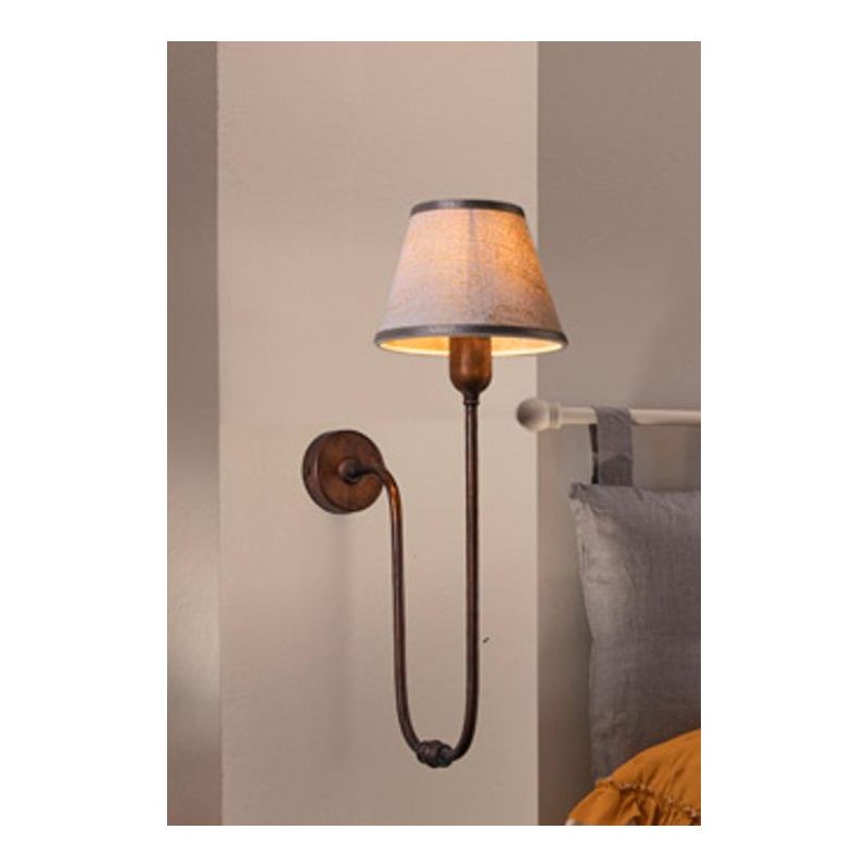 LAMPADA DA PARETE IN OTTONE CON BRACCIO FLESSIBILE E PARALUME IN TESSUTO AVORIO MADE IN ITALY IMAS IMAS - Cristalensi Shop Onlin