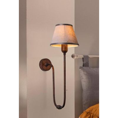 LAMPADA DA PARETE IN OTTONE CON BRACCIO FLESSIBILE E PARALUME IN TESSUTO AVORIO MADE IN ITALY IMAS IMAS - Cristalensi Shop Onlin