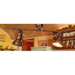 BINARIO A 2 LUCI IN OTTONE CON SPOT ORIENTABILI STILE RUSTICO MADE IN ITALY DELLA IMAS IMAS - Cristalensi Shop Online 2