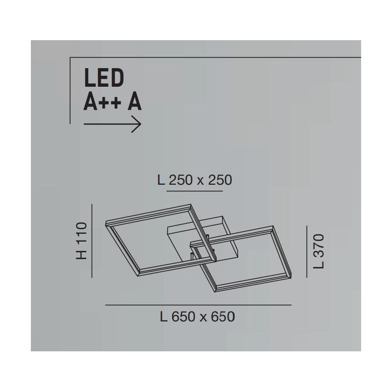 3394-65 BARD PLAFONIERA MODERNA 5 COLORI CON DUE QUADRATI LUMINOSI LED 52W DI FABAS LUCE Fabas Luce - Cristalensi Shop Online