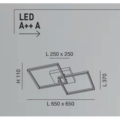 3394-65 BARD PLAFONIERA MODERNA 5 COLORI CON DUE QUADRATI LUMINOSI LED 52W DI FABAS LUCE Fabas Luce - Cristalensi Shop Online