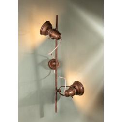 LAMPADA DA PARETE A 2 LUCI IN OTTONE CON SPOT ORIENTABILI STILE RUSTICO MADE IN ITALY DELLA IMAS IMAS - Cristalensi Shop Online