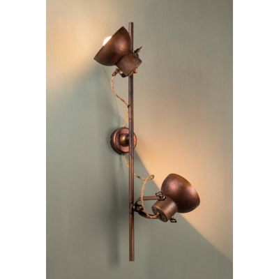 LAMPADA DA PARETE A 2 LUCI IN OTTONE CON SPOT ORIENTABILI STILE RUSTICO MADE IN ITALY DELLA IMAS IMAS - Cristalensi Shop Online