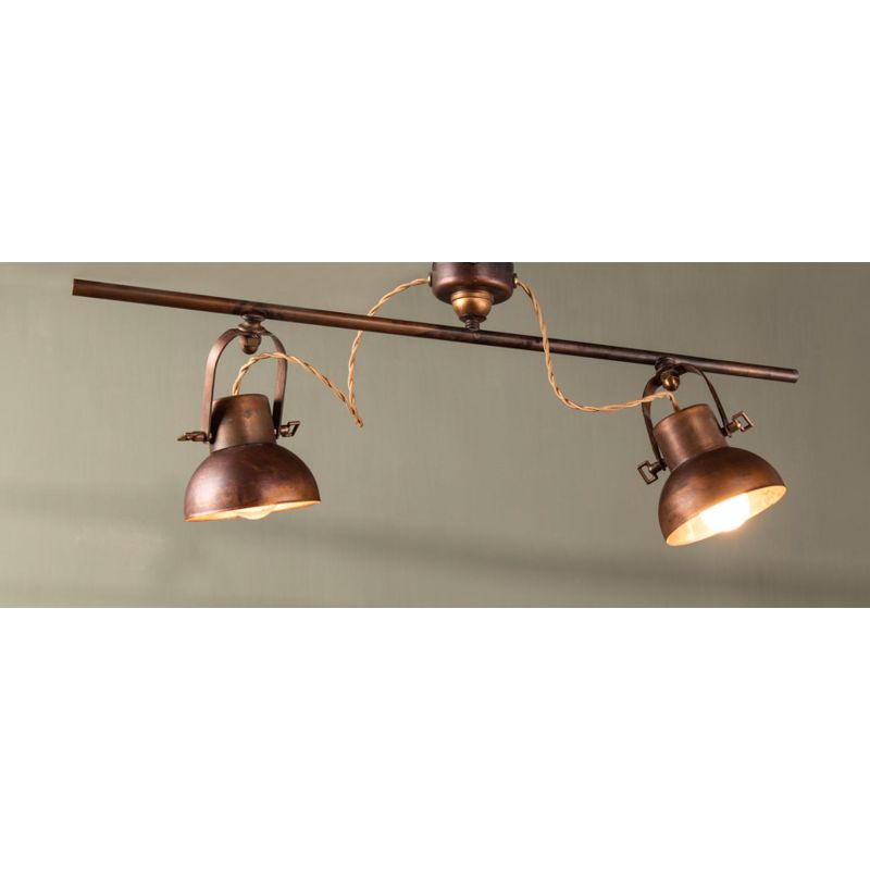 PLAFONIERA A 2 LUCI IN OTTONE CON SPOT ORIENTABILI STILE RUSTICO MADE IN ITALY DELLA IMAS IMAS - Cristalensi Shop Online