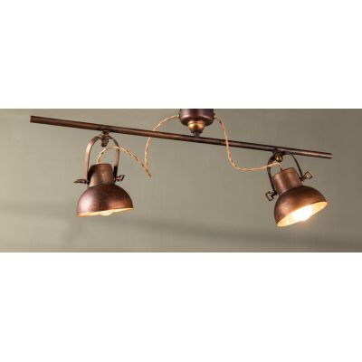PLAFONIERA A 2 LUCI IN OTTONE CON SPOT ORIENTABILI STILE RUSTICO MADE IN ITALY DELLA IMAS IMAS - Cristalensi Shop Online