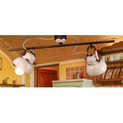 PLAFONIERA A 2 LUCI IN OTTONE E CERAMICA CON SPOT ORIENTABILI STILE RUSTICO MADE IN ITALY DELLA IMAS IMAS - Cristalensi Shop Onl 2