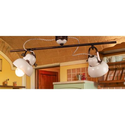 PLAFONIERA A 2 LUCI IN OTTONE E CERAMICA CON SPOT ORIENTABILI STILE RUSTICO MADE IN ITALY DELLA IMAS IMAS - Cristalensi Shop Onl
