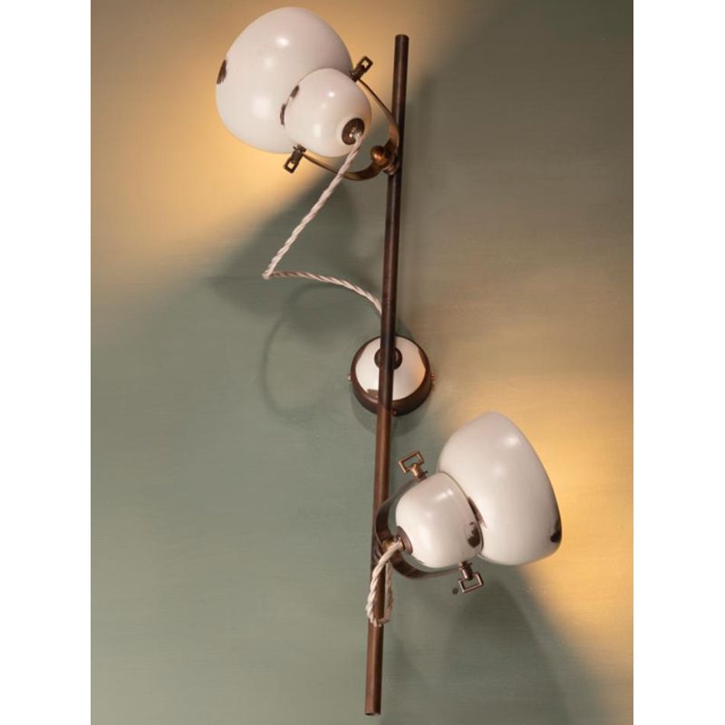 LAMPADA DA PARETE A 2 LUCI IN OTTONE E CERAMICA CON SPOT ORIENTABILI STILE RUSTICO MADE IN ITALY DELLA IMAS IMAS - Cristalensi S
