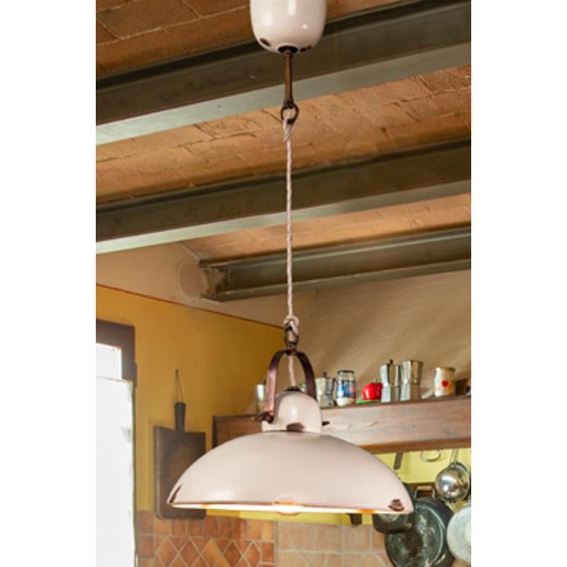 SOSPENSIONE SINGOLA IN STILE RUSTICO IN CERAMICA DECORATA A MANO CON DETTAGLI OTTONE MADE IN ITALY IMAS - Cristalensi Shop Onlin