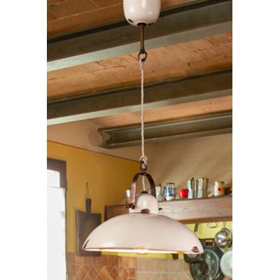 SOSPENSIONE SINGOLA IN STILE RUSTICO IN CERAMICA DECORATA A MANO CON DETTAGLI OTTONE MADE IN ITALY IMAS - Cristalensi Shop Onlin