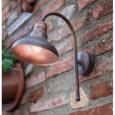 LAMPADA DA PARETE RUSTICA DA ESTERNI IP23 IN OTTONE INVECCHIATO MADE IN ITALY DELLA IMAS IMAS - Cristalensi Shop Online