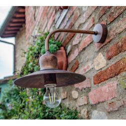 LAMPADA DA PARETE RUSTICA DA ESTERNI D25 CM IP23 IN OTTONE INVECCHIATO MADE IN ITALY DELLA IMAS IMAS - Cristalensi Shop Online