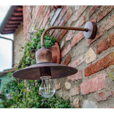 LAMPADA DA PARETE RUSTICA DA ESTERNI D25 CM IP23 IN OTTONE INVECCHIATO MADE IN ITALY DELLA IMAS IMAS - Cristalensi Shop Online