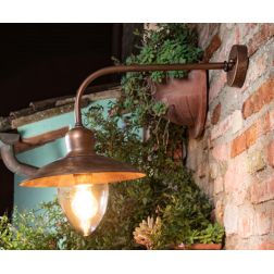 LAMPADA DA PARETE RUSTICA DA ESTERNI D25 CM IP44 IN OTTONE INVECCHIATO MADE IN ITALY DELLA IMAS IMAS - Cristalensi Shop Online