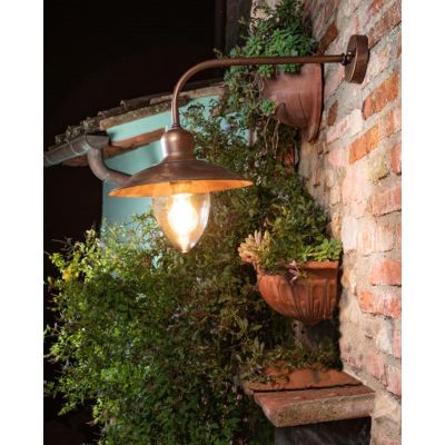 LAMPADA DA PARETE RUSTICA DA ESTERNI D25 CM IP44 IN OTTONE INVECCHIATO MADE IN ITALY DELLA IMAS IMAS - Cristalensi Shop Online
