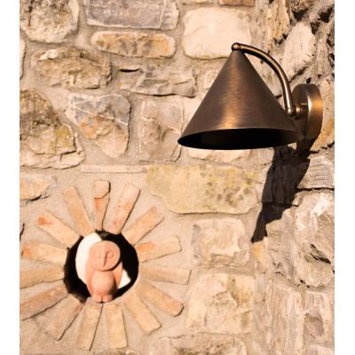 PUNTA ALA APPLIQUE A CONO IP44 IN OTTONE 3 FINITURE COLORE MADE IN ITALY LAMPADINA E27 CRISTALENSI TUSCANY - Cristalensi Shop On