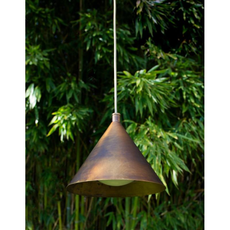 PUNTA ALA SOSPENSIONE CONICA D22 CM IP44 IN OTTONE 3 FINITURE COLORE MADE IN ITALY LAMPADINA E27 CRISTALENSI TUSCANY - Cristalen
