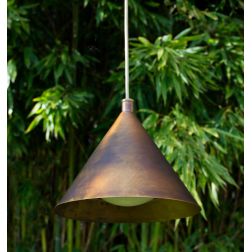 PUNTA ALA SOSPENSIONE CONICA D22 CM IP44 IN OTTONE 3 FINITURE COLORE MADE IN ITALY LAMPADINA E27 CRISTALENSI TUSCANY - Cristalen