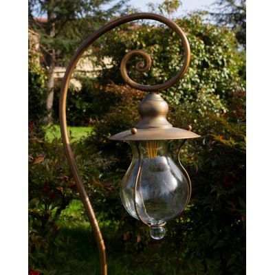 CORTONA LAMPIONE AD UNA LUCE IN OTTONE 3 FINITURE COLORE IP44 DIFFUSORE IN VETRO MADE IN ITALY CRISTALENSI TUSCANY - Cristalensi