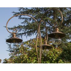 CORTONA LAMPIONE A 3 LUCI H270 CM IN OTTONE 3 FINITURE COLORE IP44 DIFFUSORE IN VETRO MADE IN ITALY CRISTALENSI TUSCANY - Crista 2