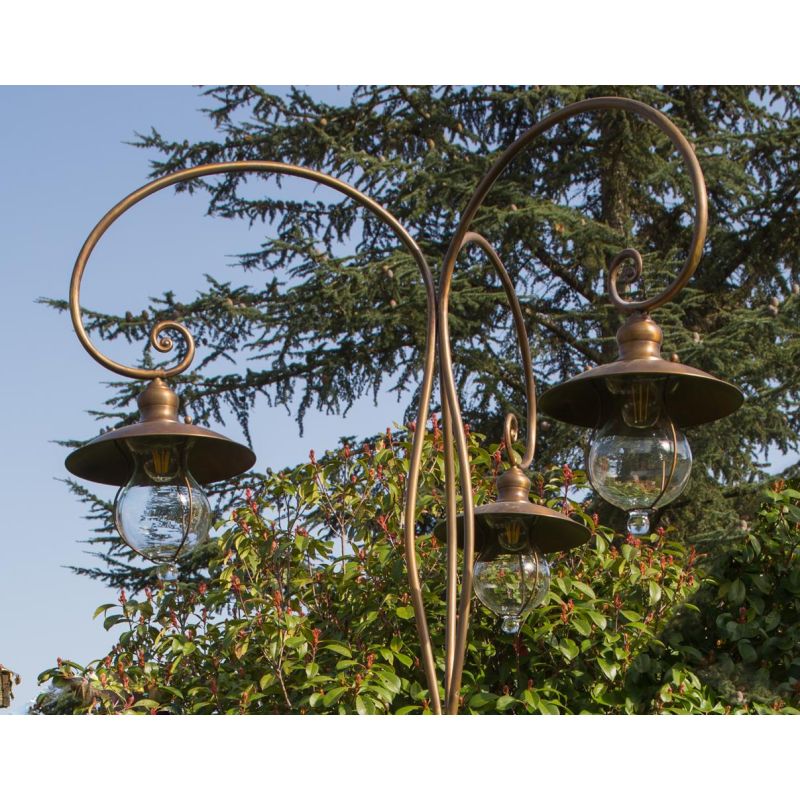 CORTONA LAMPIONE A 3 LUCI H270 CM IN OTTONE 3 FINITURE COLORE IP44 DIFFUSORE IN VETRO MADE IN ITALY CRISTALENSI TUSCANY - Crista