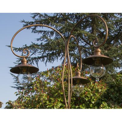 CORTONA LAMPIONE A 3 LUCI H270 CM IN OTTONE 3 FINITURE COLORE IP44 DIFFUSORE IN VETRO MADE IN ITALY CRISTALENSI TUSCANY - Crista