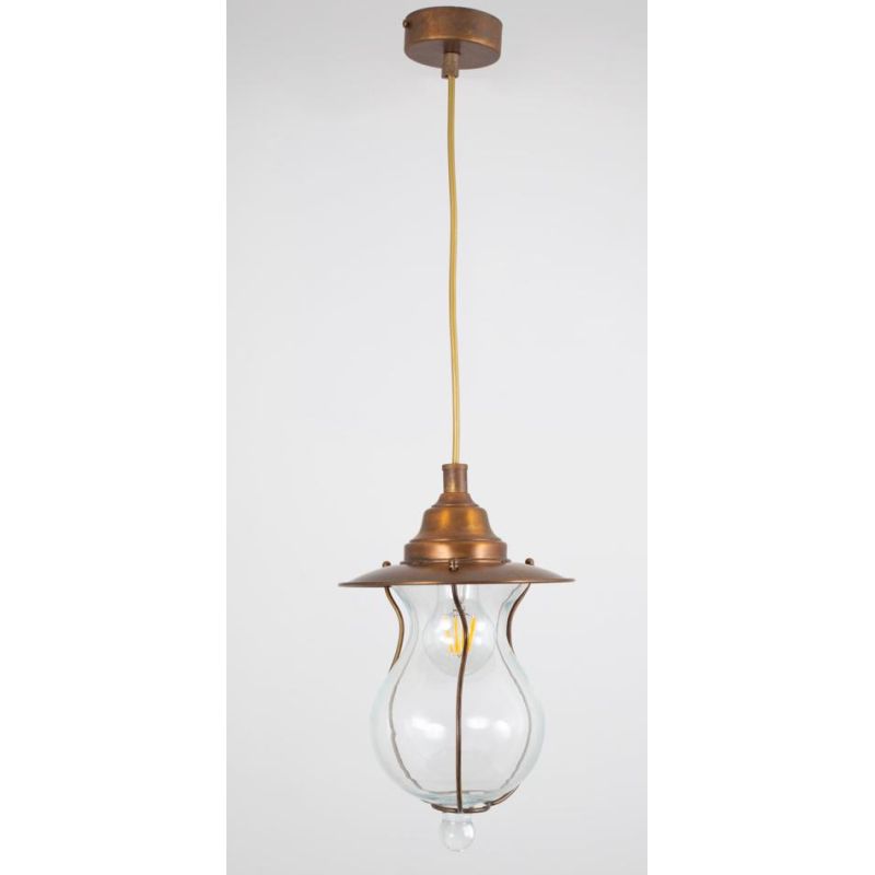 CORTONA SOSPENSIONE DA ESTERNI IN OTTONE 3 FINITURE COLORE IP44 DIFFUSORE IN VETRO MADE IN ITALY CRISTALENSI TUSCANY - Cristalen