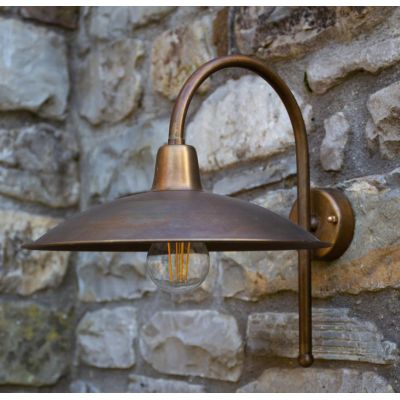 FIESOLE LAMPADA DA PARETE 2 MISURE IN OTTONE 3 FINITURE COLORE IP44 DA ESTERNO MADE IN ITALY CRISTALENSI TUSCANY - Cristalensi S