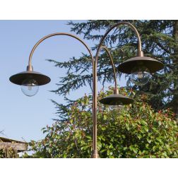 FIESOLE LAMPIONE DA GIARDINO A 3 LUCI H260 CM IN OTTONE 3 FINITURE COLORE IP44 MADE IN ITALY CRISTALENSI TUSCANY - Cristalensi S 2
