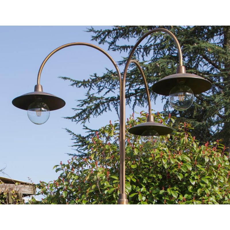FIESOLE LAMPIONE DA GIARDINO A 3 LUCI H260 CM IN OTTONE 3 FINITURE COLORE IP44 MADE IN ITALY CRISTALENSI TUSCANY - Cristalensi S