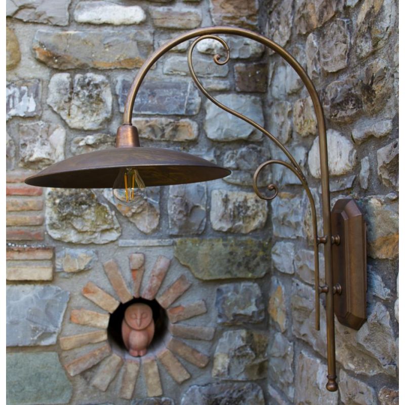 FIRENZE LAMPADA DA PARETE 2 MISURE IN OTTONE 3 FINITURE COLORE IP44 DA ESTERNO MADE IN ITALY CRISTALENSI TUSCANY - Cristalensi S