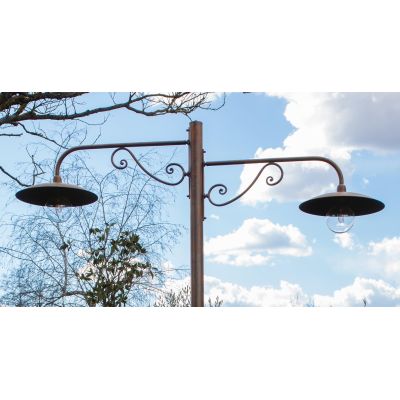 BUCINE LAMPIONE DA GIARDINO A 2 LUCI H300 CM IN OTTONE 3 FINITURE COLORE IP44 MADE IN ITALY CRISTALENSI TUSCANY - Cristalensi Sh