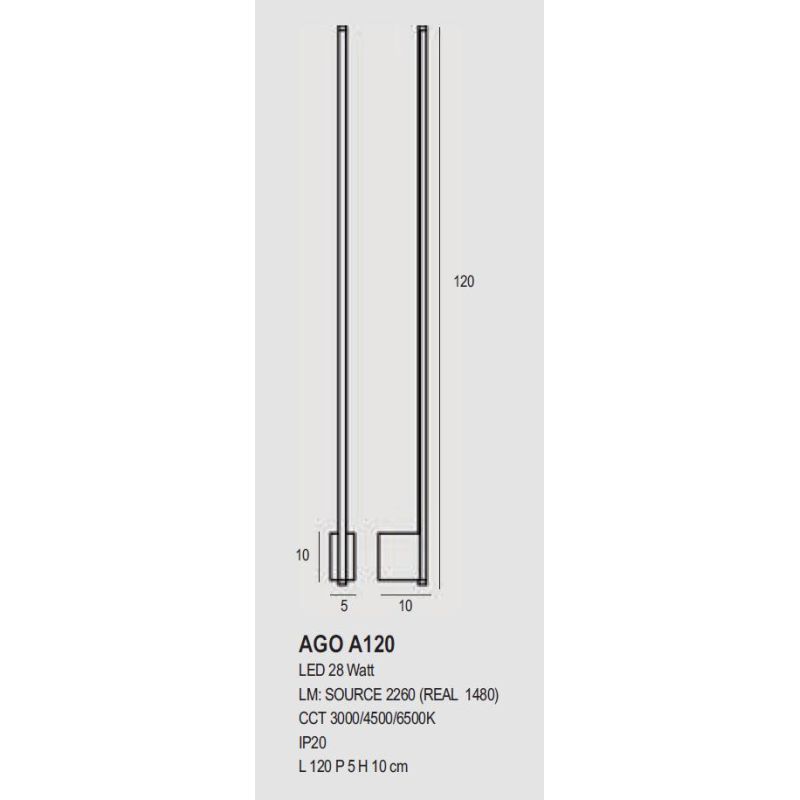 AGO APPLIQUE LINEARE MODERNA BIANCA 3 MISURE LED INTEGRATO LUCE INDIRETTA CCT 3000-4500-6500K PROMOINGROSS - Cristalensi Shop On