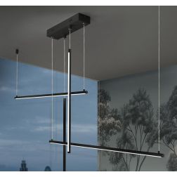 NOOD SOSPENSIONE MODERNA BIANCA O NERA LED 60W LUCE DIMMERABILE E DINAMICA LARGHEZZA CM 145 PROMOINGROSS - Cristalensi Shop Onli