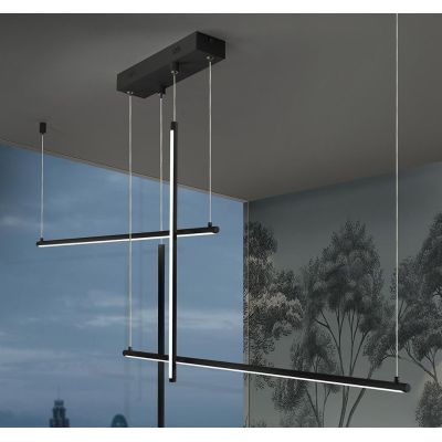 NOOD SOSPENSIONE MODERNA BIANCA O NERA LED 60W LUCE DIMMERABILE E DINAMICA LARGHEZZA CM 145 PROMOINGROSS - Cristalensi Shop Onli