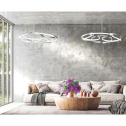 FLOWER SOSPENSIONE FLOREALE DIMMERABILE E DINAMICA 4 MISURE LED INTEGRATO METALLO BIANCO MODERNA PROMOINGROSS - Cristalensi Shop