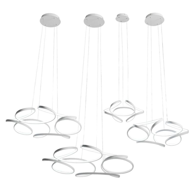 FLOWER SOSPENSIONE FLOREALE DIMMERABILE E DINAMICA 4 MISURE LED INTEGRATO METALLO BIANCO MODERNA PROMOINGROSS - Cristalensi Shop