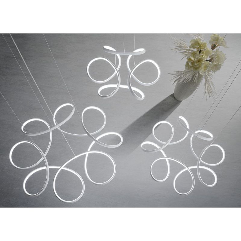 FLOWER SOSPENSIONE FLOREALE DIMMERABILE E DINAMICA 4 MISURE LED INTEGRATO METALLO BIANCO MODERNA PROMOINGROSS - Cristalensi Shop