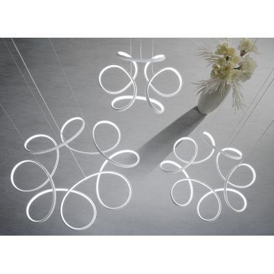 FLOWER SOSPENSIONE FLOREALE DIMMERABILE E DINAMICA 4 MISURE LED INTEGRATO METALLO BIANCO MODERNA PROMOINGROSS - Cristalensi Shop