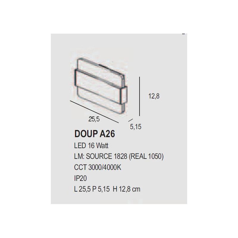 DOUP A26 PLAFONIERA APPLIQUE MODERNA LED 16W LUCE 3000-4000K FASCIA IN METALLO 14 COLORI BIEMISSIONE DI LUCE PROMOINGROSS - Cris
