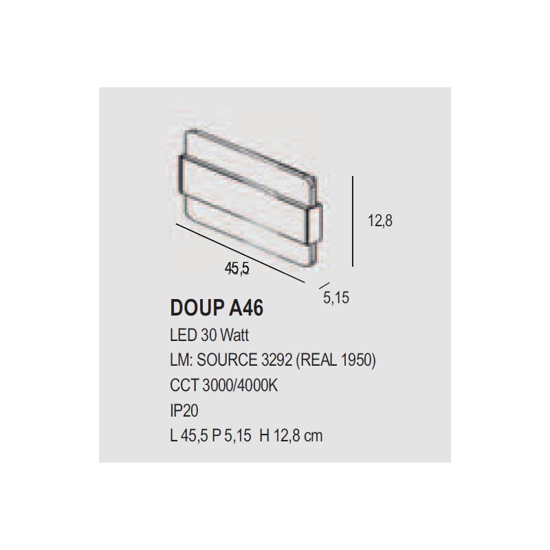 DOUP A46 PLAFONIERA APPLIQUE MODERNA LED 30W LUCE 3000-4000K FASCIA IN METALLO 14 COLORI BIEMISSIONE DI LUCE PROMOINGROSS - Cris