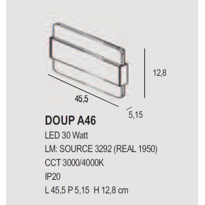 DOUP A46 PLAFONIERA APPLIQUE MODERNA LED 30W LUCE 3000-4000K FASCIA IN METALLO 14 COLORI BIEMISSIONE DI LUCE PROMOINGROSS - Cris