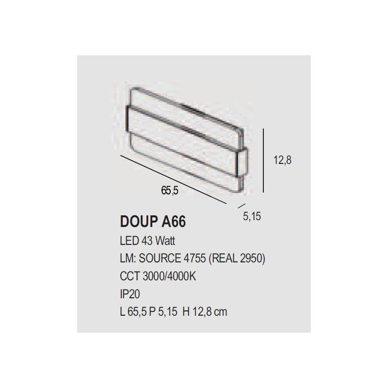 DOUP A66 PLAFONIERA APPLIQUE MODERNA LED 43W LUCE 3000-4000K FASCIA IN METALLO 14 COLORI BIEMISSIONE DI LUCE PROMOINGROSS - Cris