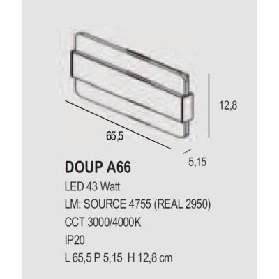 DOUP A66 PLAFONIERA APPLIQUE MODERNA LED 43W LUCE 3000-4000K FASCIA IN METALLO 14 COLORI BIEMISSIONE DI LUCE PROMOINGROSS - Cris