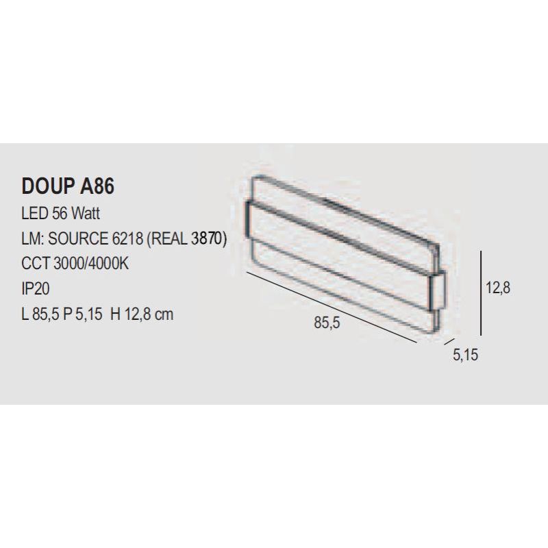 DOUP A86 PLAFONIERA APPLIQUE MODERNA LED 56W LUCE 3000-4000K FASCIA IN METALLO 14 COLORI BIEMISSIONE DI LUCE PROMOINGROSS - Cris