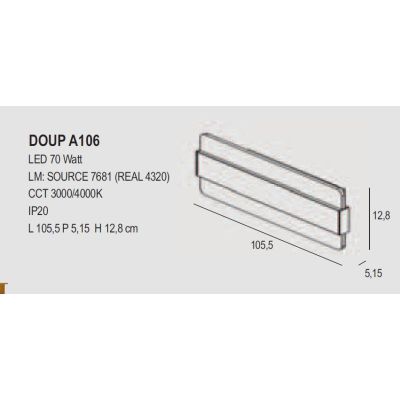 DOUP A106 PLAFONIERA APPLIQUE MODERNA LED 70W LUCE 3000-4000K FASCIA IN METALLO 14 COLORI BIEMISSIONE DI LUCE PROMOINGROSS - Cri