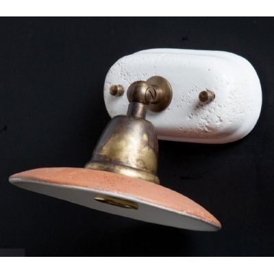 ANTICO TOSCANO APPLIQUE SPOT CON SNODO MONTATURA OTTONE PIATTO TERRACOTTA CRISTALENSI OTTONE - Cristalensi Shop Online