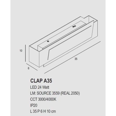 CLAP A35 LAMPADA DA PARETE LARGHEZZA CM 35 IN METALLO 14 COLORI LED 24W LUCE 3000K-4000K PROMOINGROSS - Cristalensi Shop Online