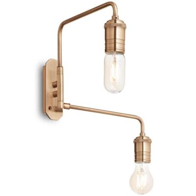 LAMPADA DA PARETE 2 LUCI MODERNA IN METALLO FINITURA OTTONE INVECCHIATO CRISTALENSI - Cristalensi Shop Online