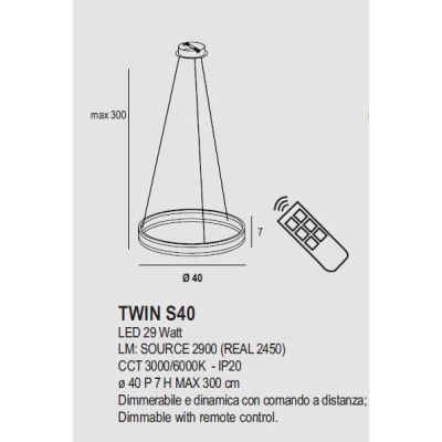 TWIN S40 SOSPENSIONE IN METALLO 14 COLORI LED 29W MODERNA ED ECONOMICA D40 CM PROMOINGROSS - Cristalensi Shop Online